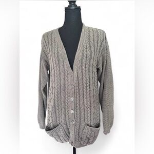 Marshall Fields Private Collection 80s Women's Cable Knit Cardigan Sweater Sz M